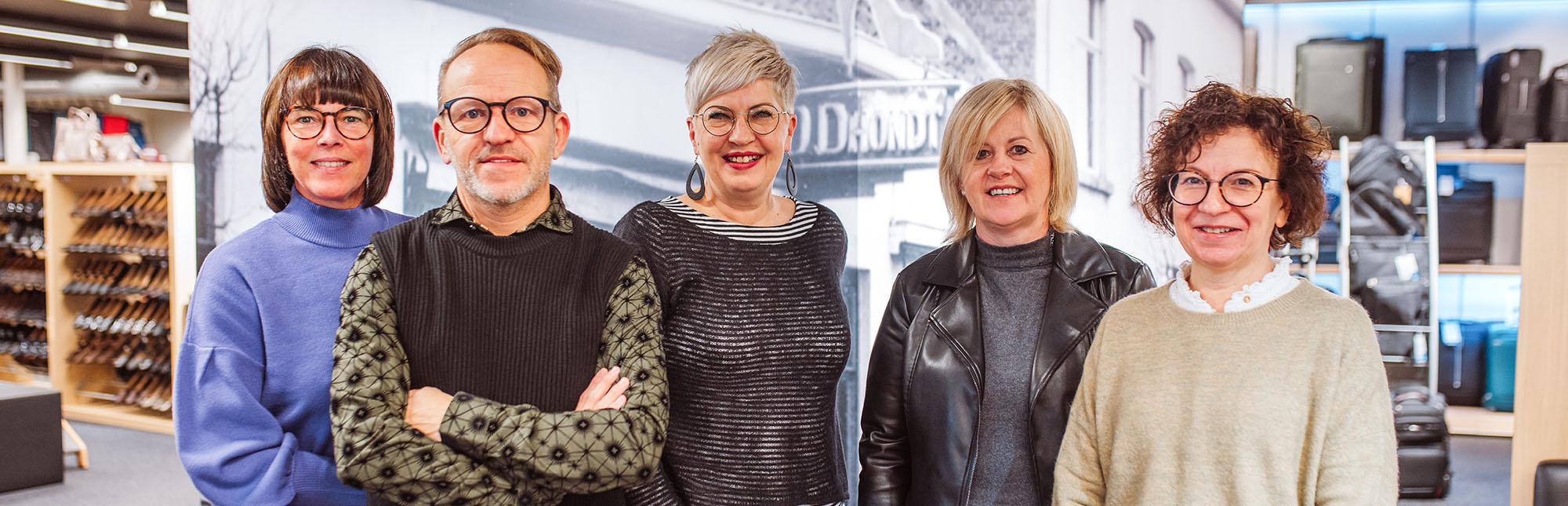 Het vijftallige enthousiaste Schoenen D'hondt team uit Eeklo